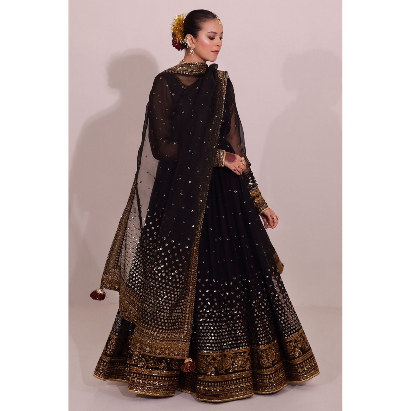Indian black chiffon frock by shaebiz 