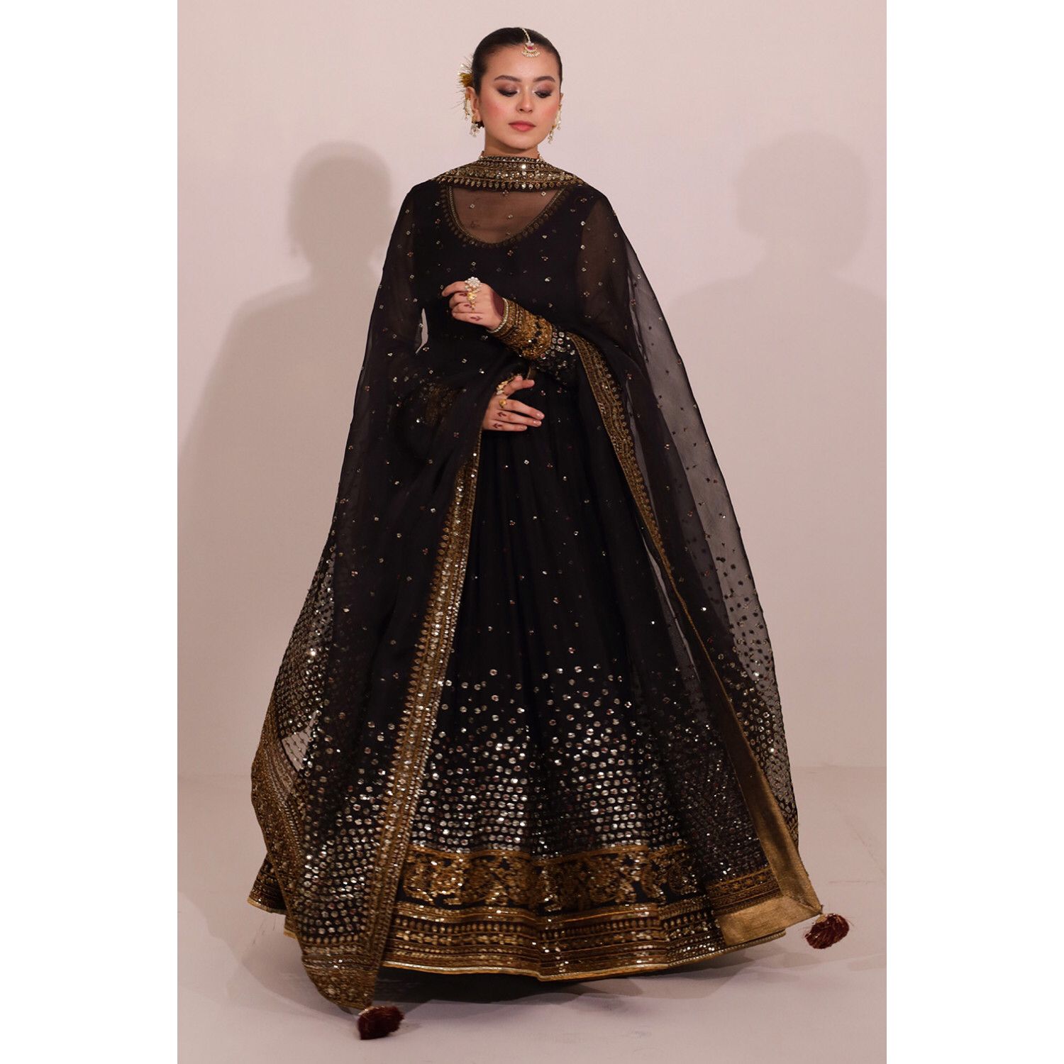 Black frock in chiffon 