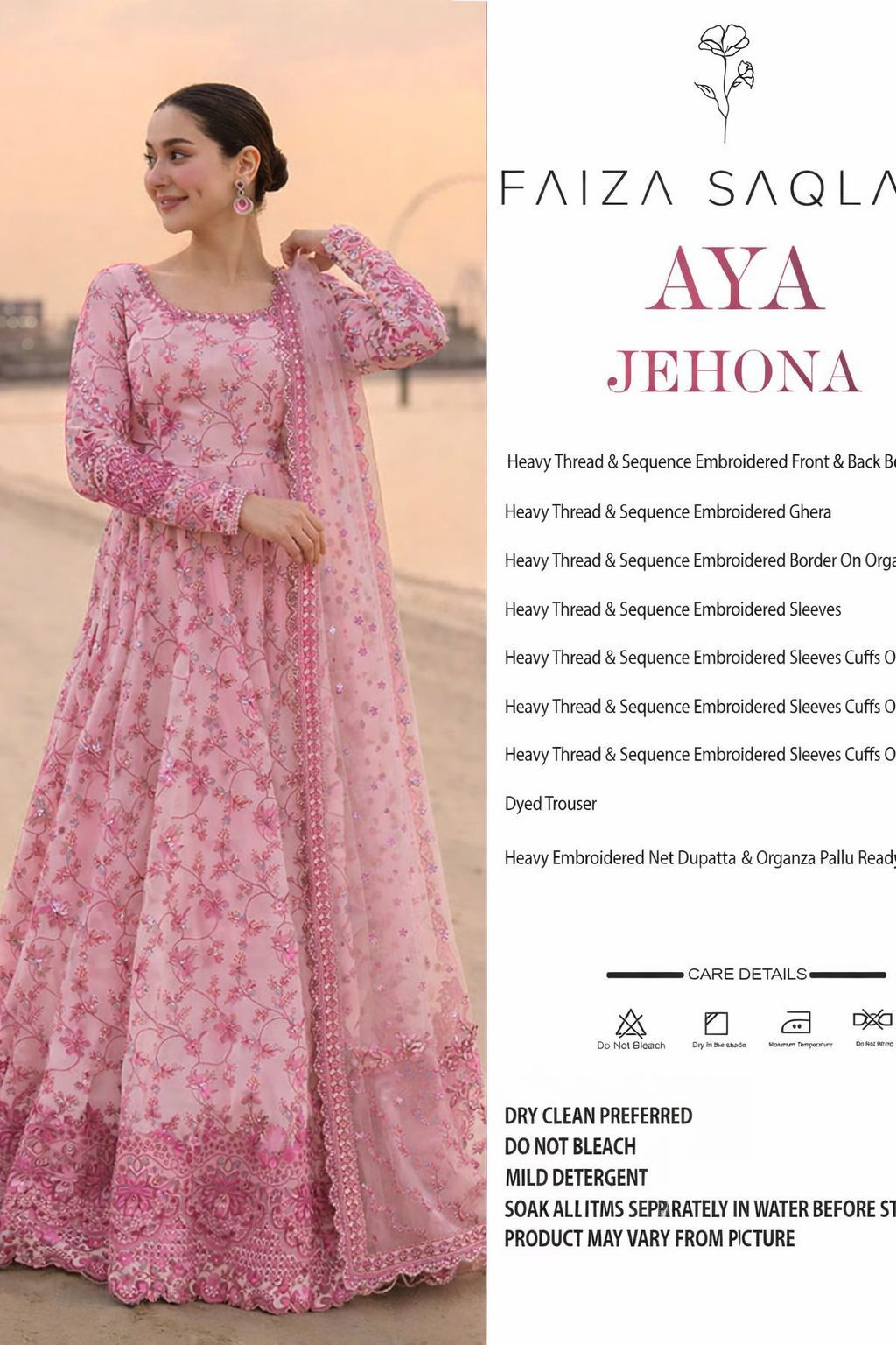 FAIZA SAQLAIN LAWN FROCK 2026 UNSTITCH COLLECTION BY SHAEBZ