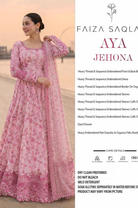 FAIZA SAQLAIN LAWN FROCK 2026 UNSTITCH COLLECTION BY SHAEBZ