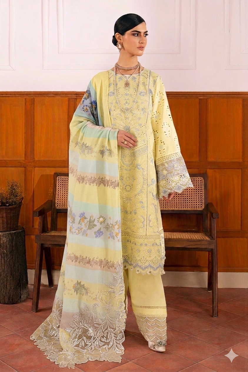 BAROQUE LAWN CHICKEN KARI 2026 LUXURY UNSTITCH COLLECTION BY SHAEBIZ