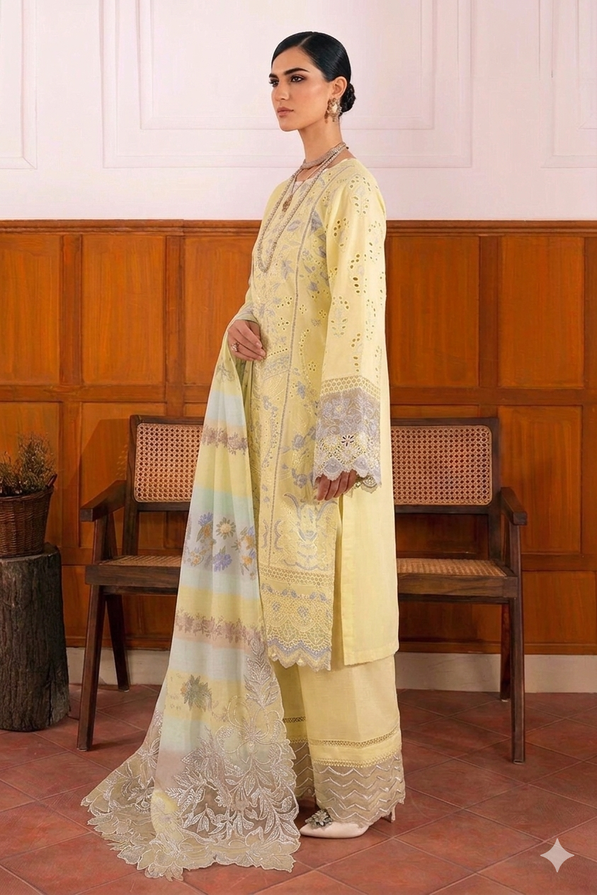 BAROQUE LAWN CHICKEN KARI 2026 LUXURY UNSTITCH COLLECTION BY SHAEBIZ