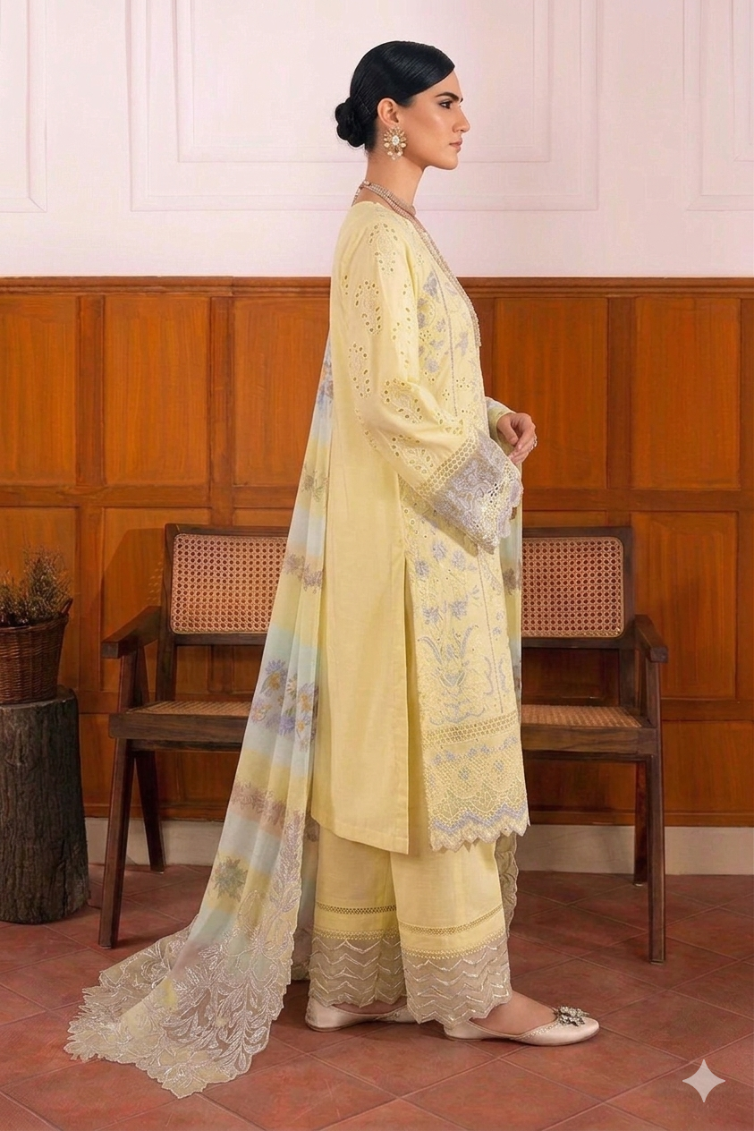 BAROQUE LAWN CHICKEN KARI 2026 LUXURY UNSTITCH COLLECTION BY SHAEBIZ