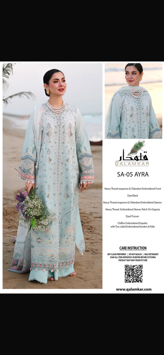 QALAMKAR 2026 LAWN CHICKEN KARI LUXURY UNSTITCH EID COLLECTION BY SHAEBIZ
