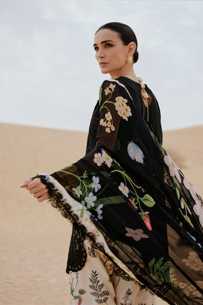 SAIRA RIZWAN 2025 LAWN CHICKEN KARI UNSTITCH COLLECTION BY SHAEBIZ