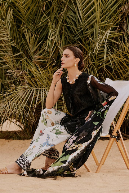 SAIRA RIZWAN 2025 LAWN CHICKEN KARI UNSTITCH COLLECTION BY SHAEBIZ