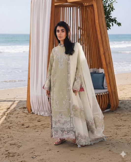 QALAMKAR LAWN CHICKEN KARI 2026 UNSTITCH COLLECTION BY SHAEBIZ