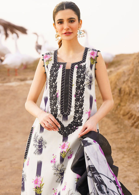 ASIFA NABEEL WHITE AND BLACK DIGITAL PRINTED LAWN COLLECTION| NEW LAWN  COLLECTION  BY SHAEBIZ