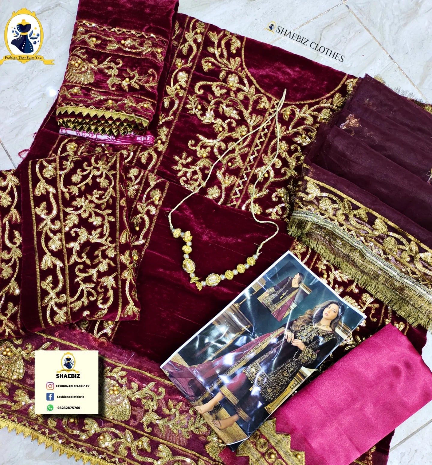 ASIM JOFA VELVET MEHROON LUXURY COLLECTION (AS-VM22)