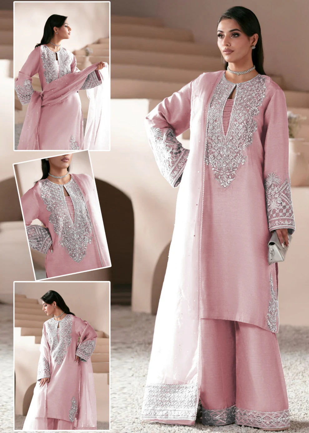 DESIGNER LAVA SILK PINK SHEESHA LUXURY FORMAL WEAR| LATEST SILK COLLECTION| TOP PAKISTANI DRESS BY SHAEBIZ