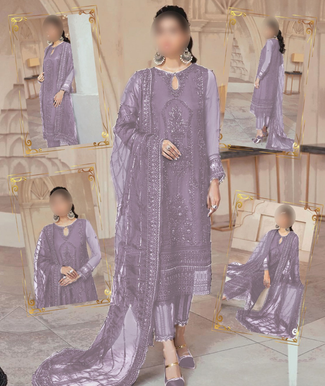 MUSHQ PURPLE NET COLLECTION| UNSTITCHED MASTER REPLICA| TOP PAKISTANI DRESS BY SHAEBIZ