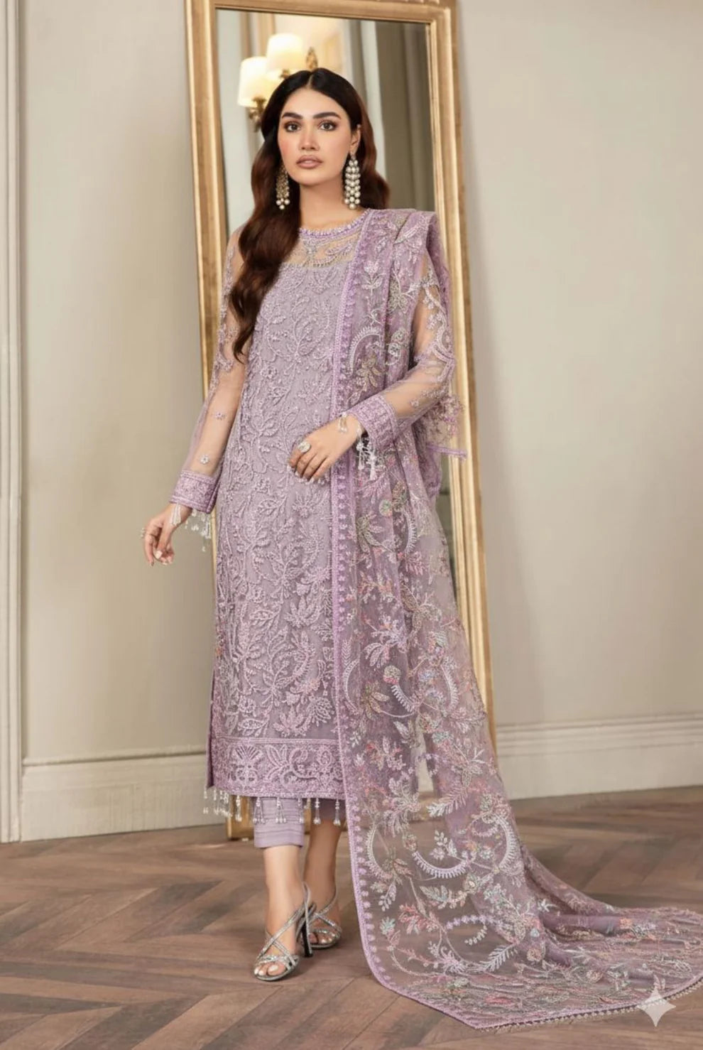 ZARIF LILAC LUXURY NET COLLECTION| UNSTITCHED MASTER REPLICA| TOP PAKISTANI DRESS BY SHAEBIZ