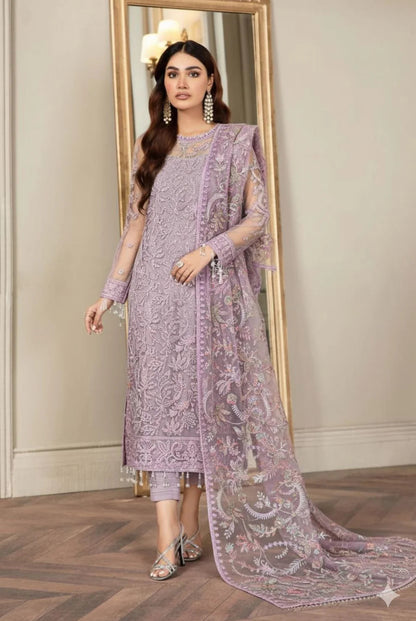 ZARIF LILAC LUXURY NET 2026 COLLECTION| UNSTITCHED MASTER REPLICA| TOP PAKISTANI DRESS BY SHAEBIZ