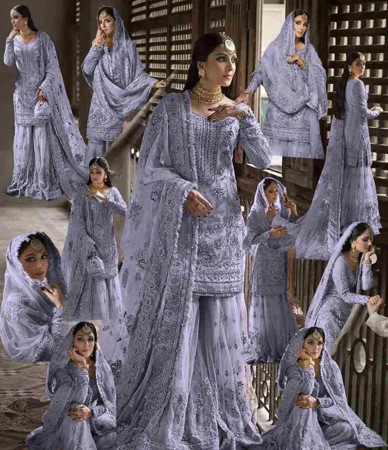 ERUM KHAN LAVENDER GHARARA LUXURY NET COLLECTION| WEDDING EDITION| TOP PAKISTANI DRESS BY SHAEBIZ
