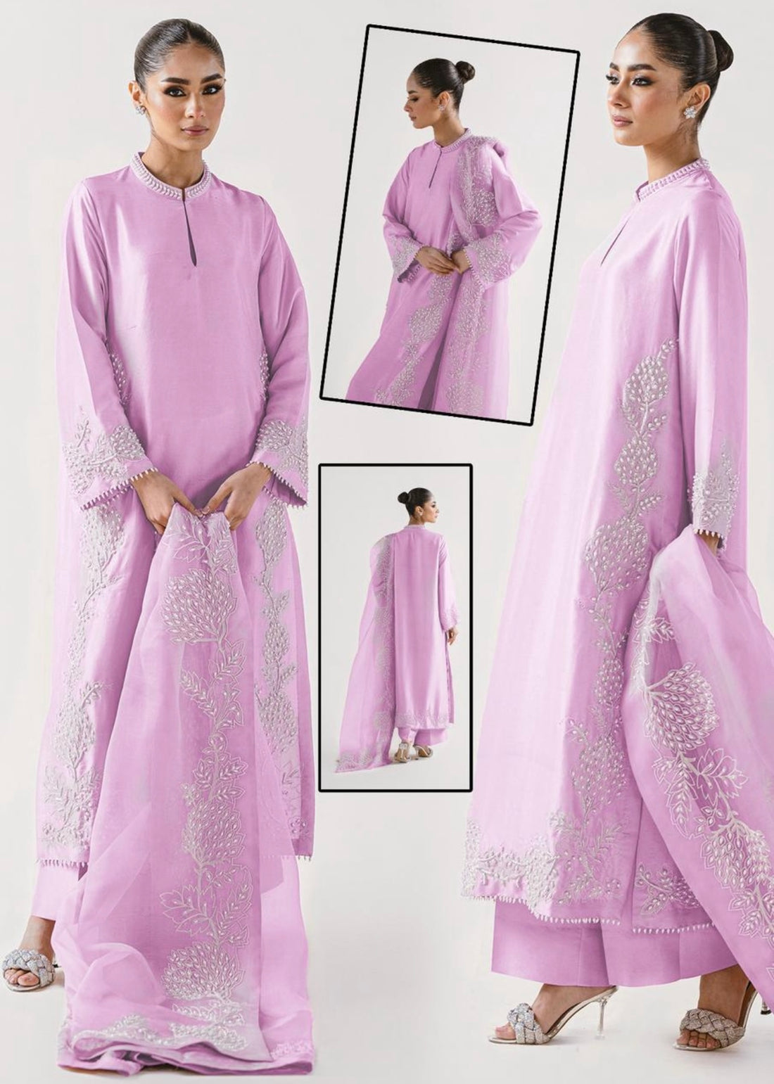 SHEESHA SILK HANDMADE PARTY WEAR LILAC COLOR| TOP PAKISTANI DRESS BY SHAEBIZ