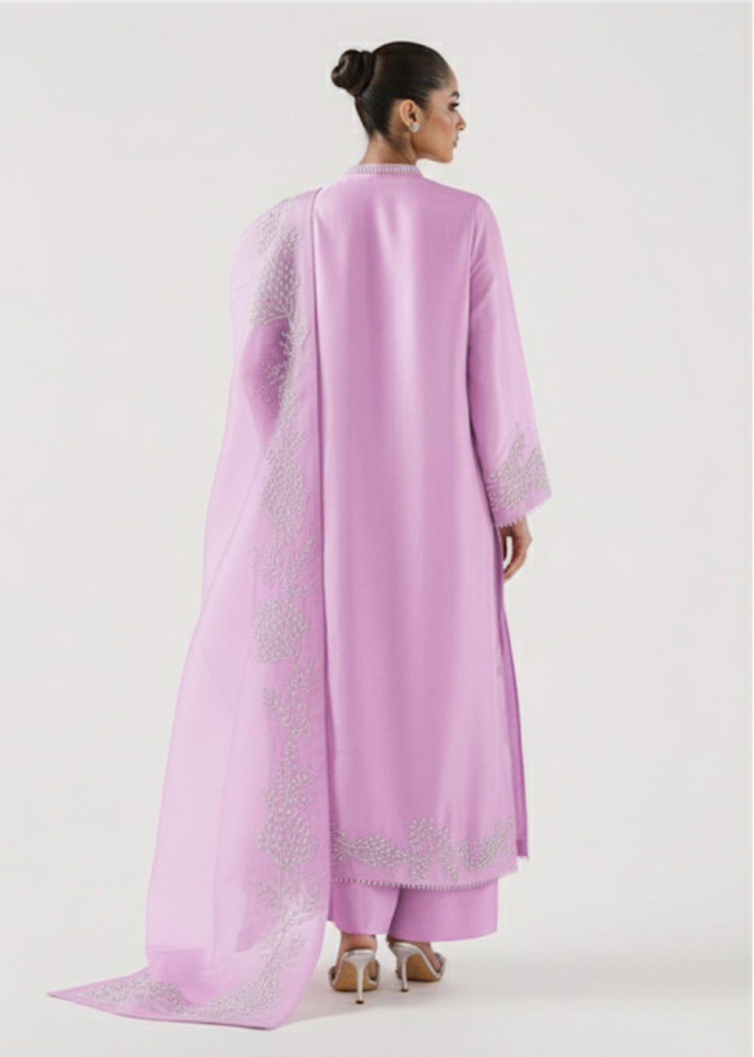 SHEESHA SILK HANDMADE PARTY WEAR LILAC COLOR| TOP PAKISTANI DRESS BY SHAEBIZ