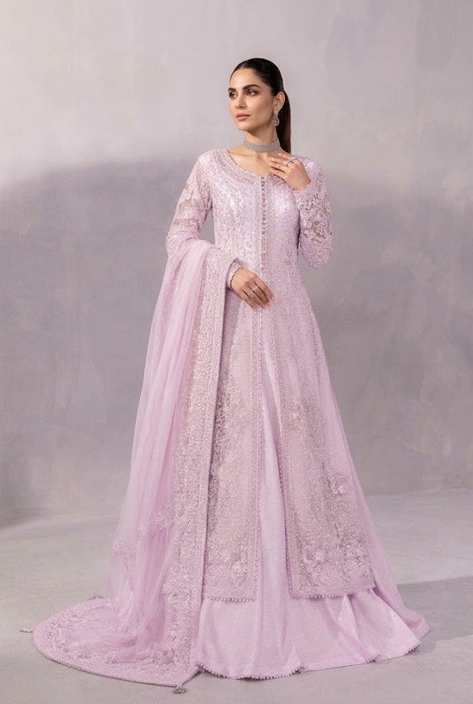 MARIA B EMBROIDERED PINK SHEESHA SILK DRESS| UNSTITCHED 3 PCS BY SHAEBIZ