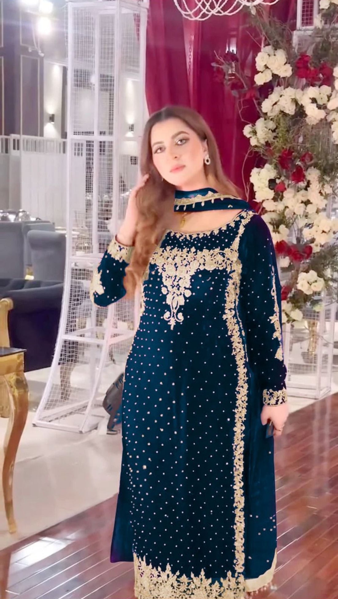 ANEELA'S ALIVE ZINK LUXURY VELVET COLLECTION| WINTER COLLECTION| TOP PAKISTANI DRESS BY SHAEBIZ