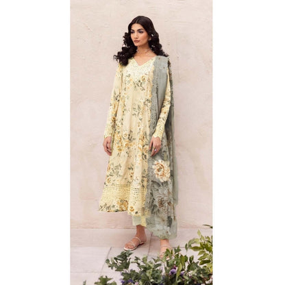 IZNIK YELLOW LAWN CHICKEN KARI | TOP PAKISTANI DRESS BY SHAEBIZ