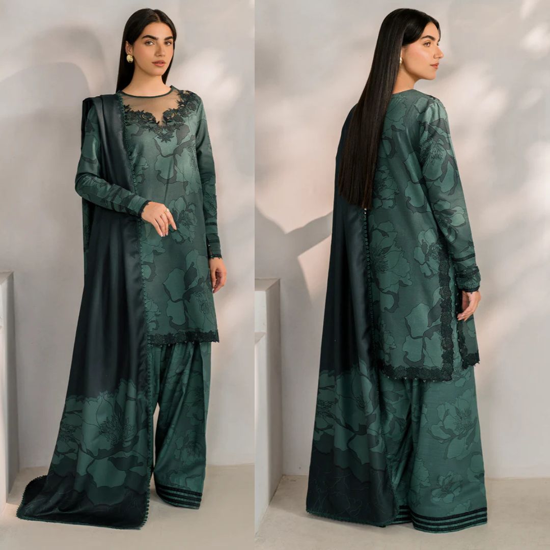 IZNIK GREEN DIGITAL PRINTED SWISS LAWN COLLECTION|UNSTITCHED EID COLLECTION| TOP PAKISTANI DRESS BY SHAEBIZ