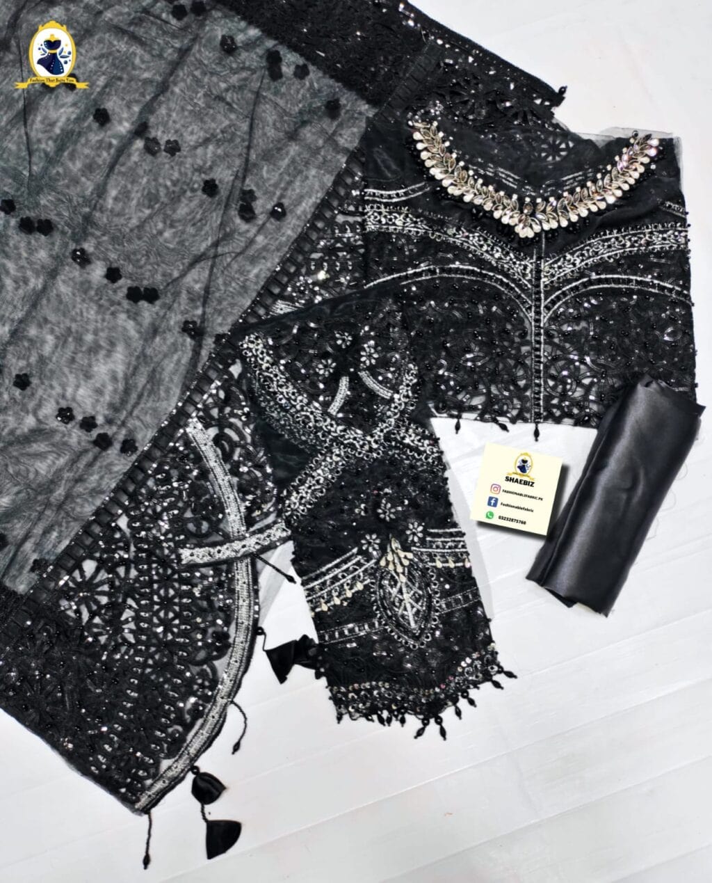 MARIA B MBROIDERD BLACK SAREE WEARING BY HANIA AMIR | UNSTITCHED COLLECTION BY SHAEBIZ