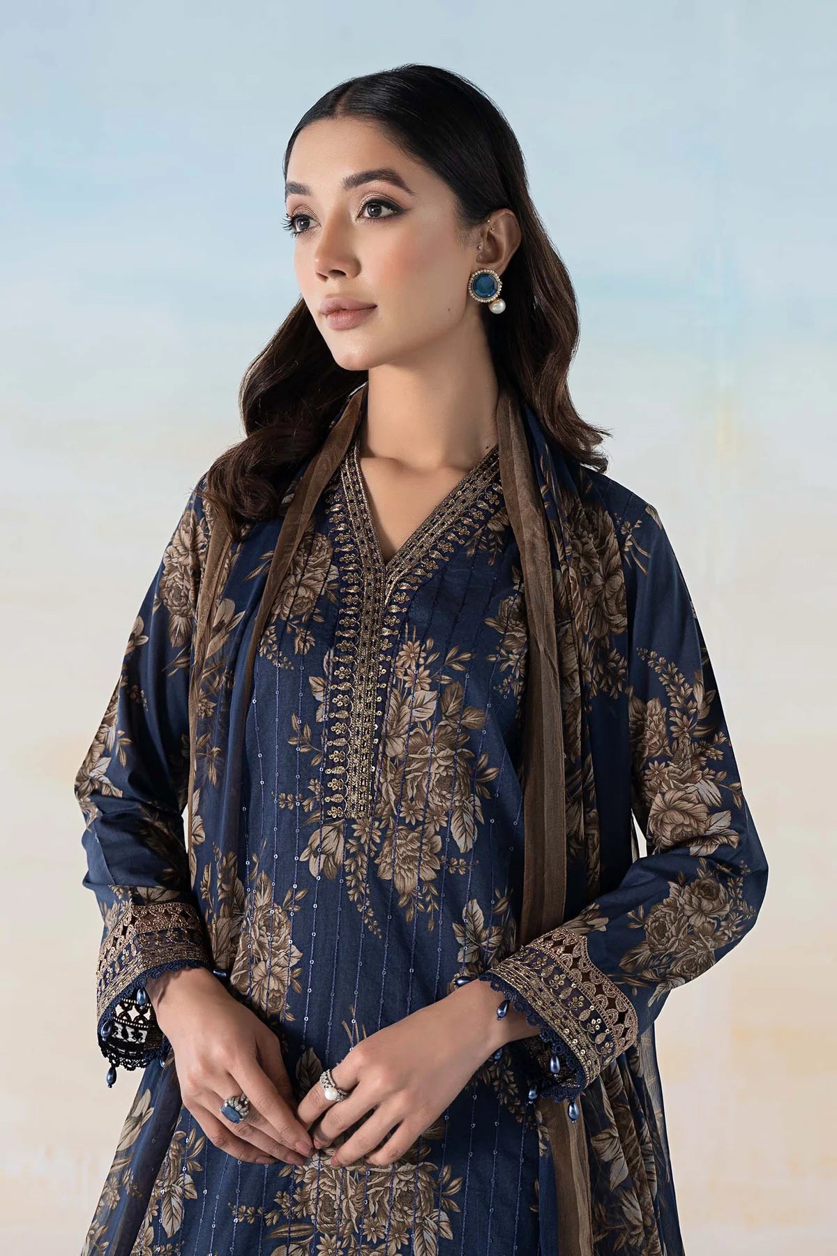 MARIA.B MPRINT BLUE PATTI SUMMER 2024 MASTER REPLICA COLLECTION| TOP PAKISTANI DRESS|BY SHAEBIZ