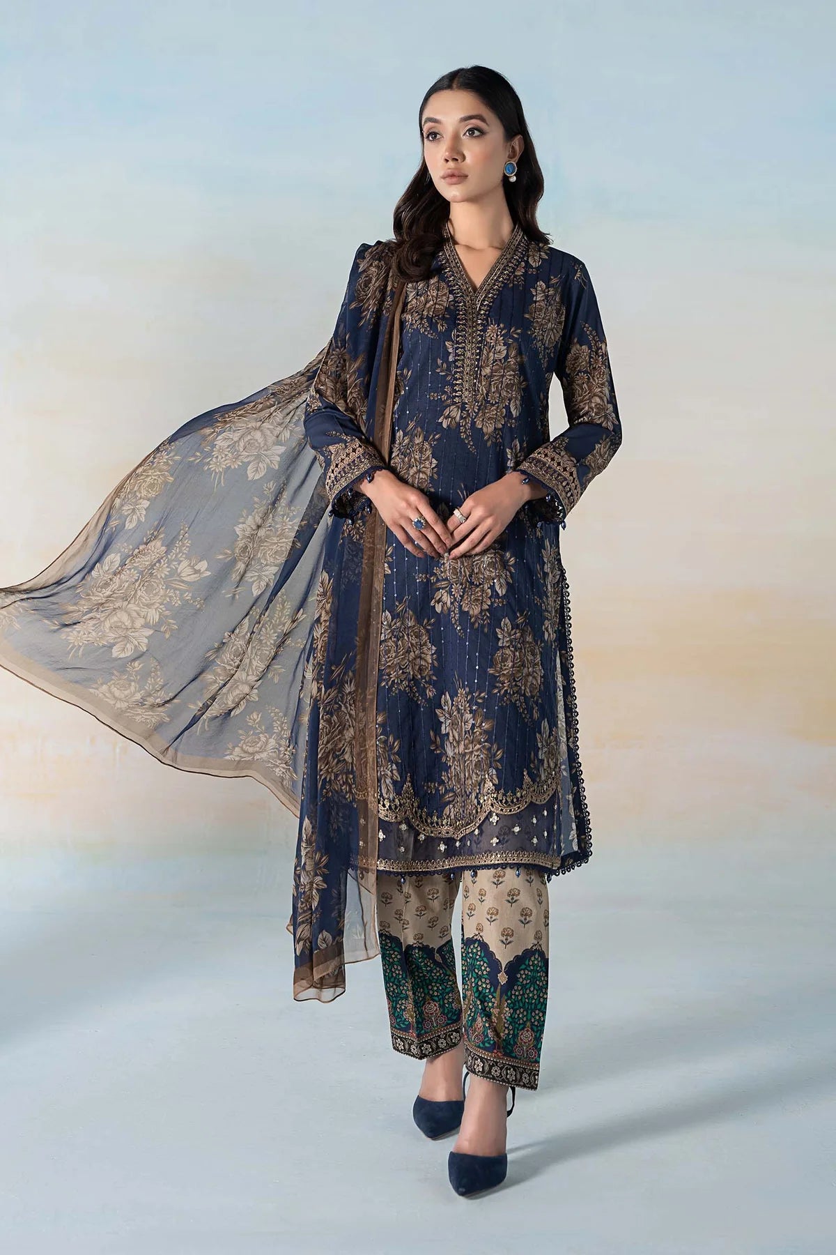MARIA.B MPRINT BLUE PATTI SUMMER 2024 MASTER REPLICA COLLECTION| TOP PAKISTANI DRESS|BY SHAEBIZ