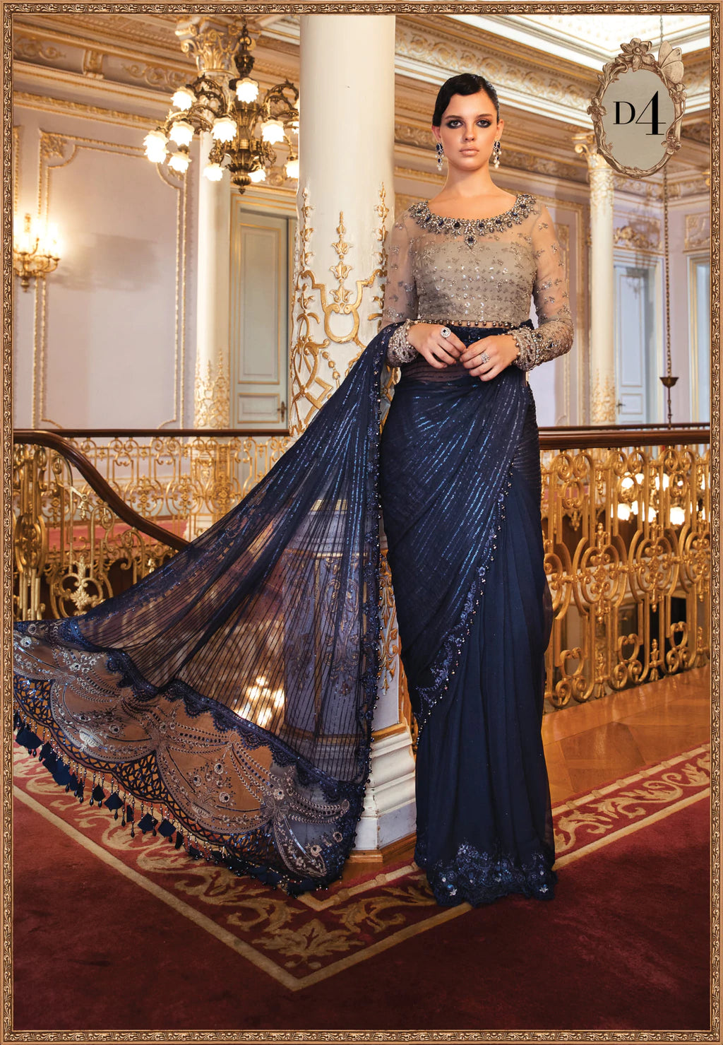 MARIA B BEAUTIFUL EMBROIDED SAREE (MB-SD4)