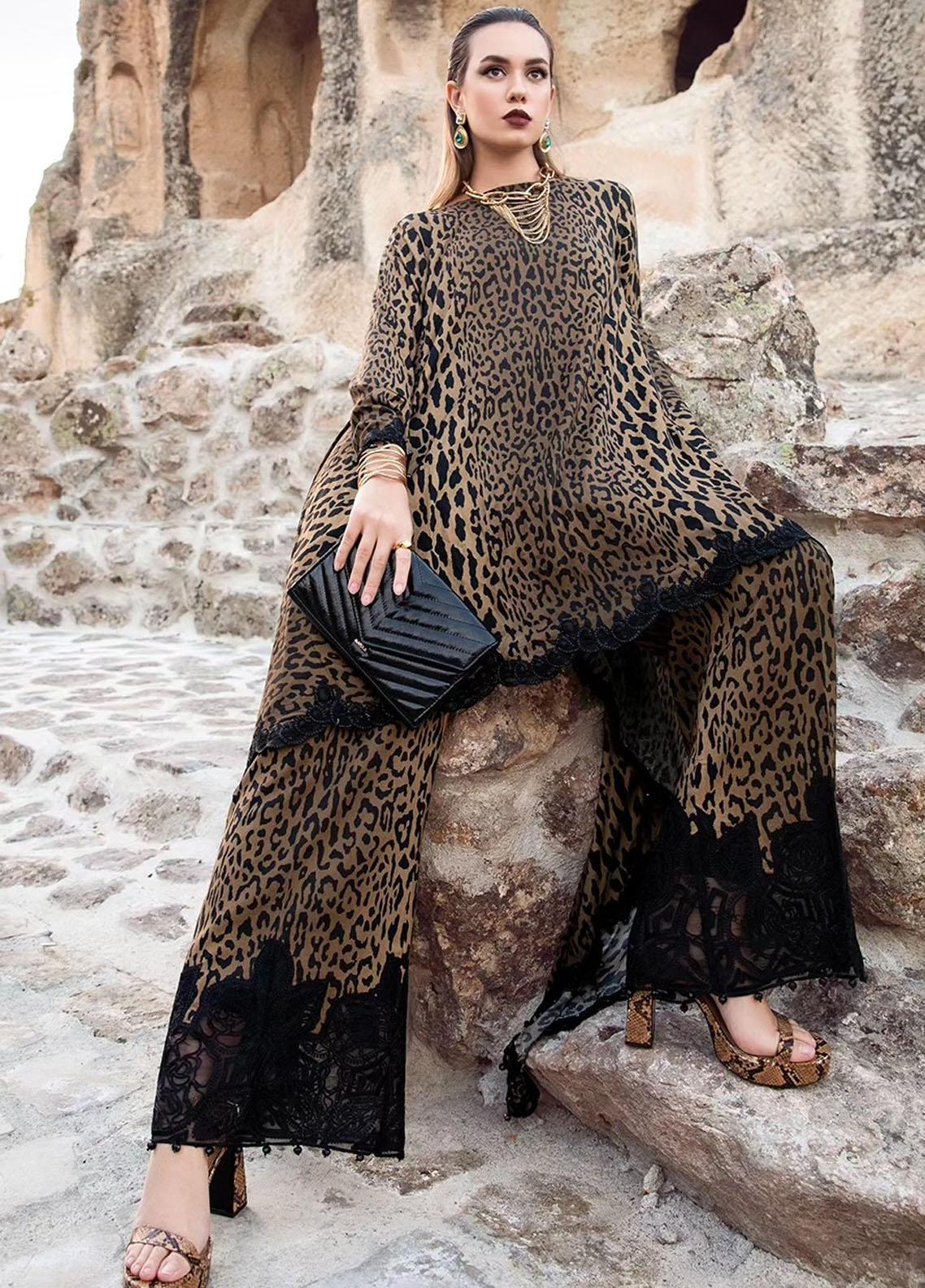 MARIA B CHEETA PURE LAWN | UNSTITCH SUMMER 2024 MPRINT TOP PAKISTANI DRESS | BY SHAEBIZ