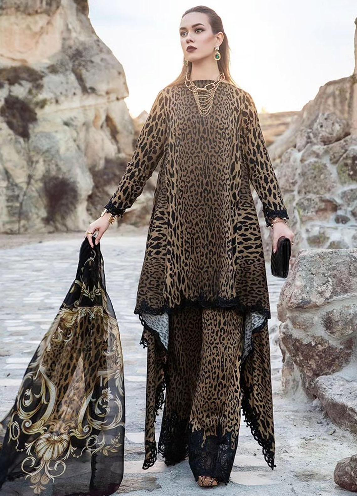 MARIA B CHEETA PURE LAWN | UNSTITCH SUMMER 2024 MPRINT TOP PAKISTANI DRESS | BY SHAEBIZ