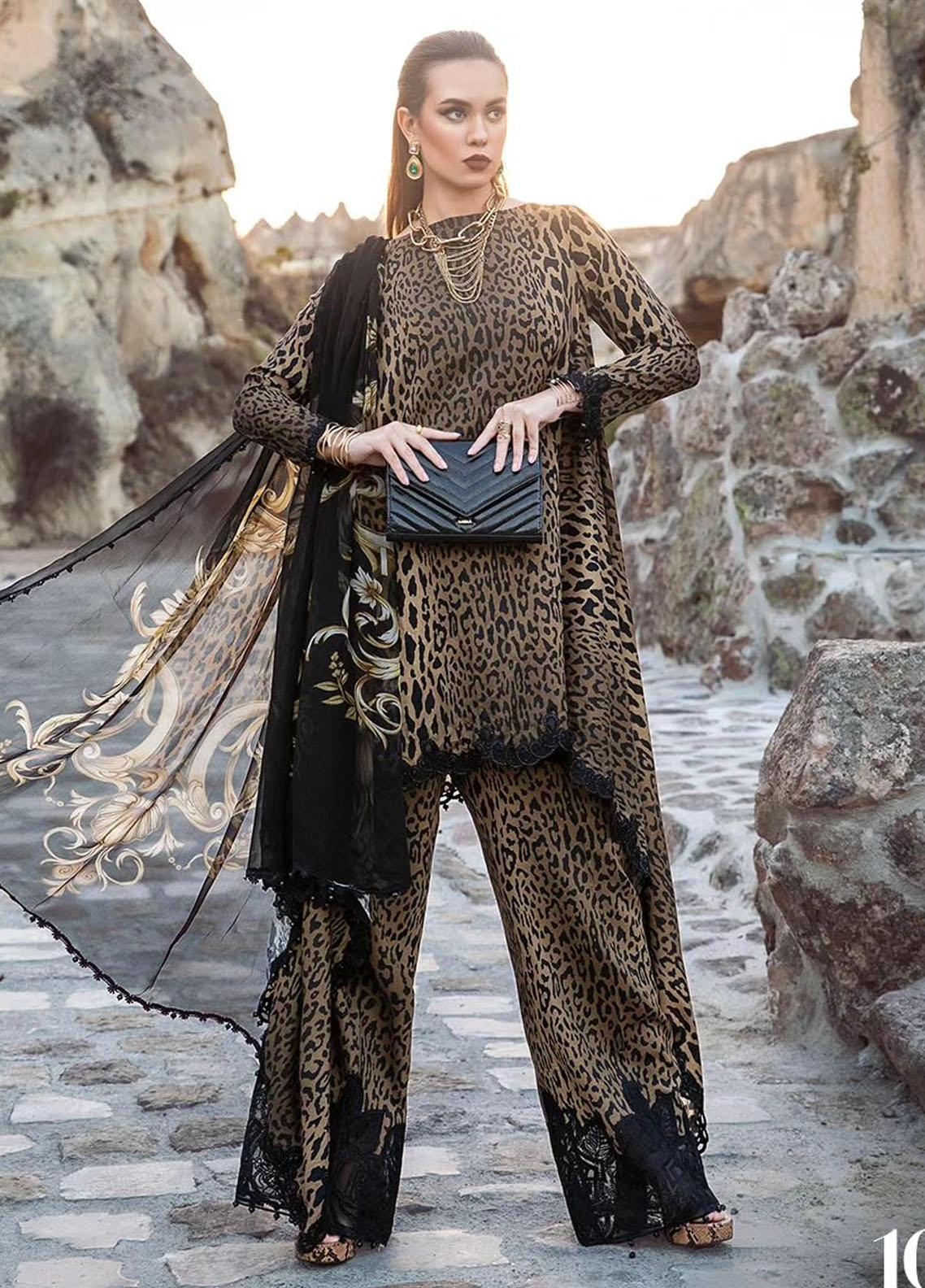 MARIA B CHEETA PURE LAWN | UNSTITCH SUMMER 2024 MPRINT TOP PAKISTANI DRESS | BY SHAEBIZ