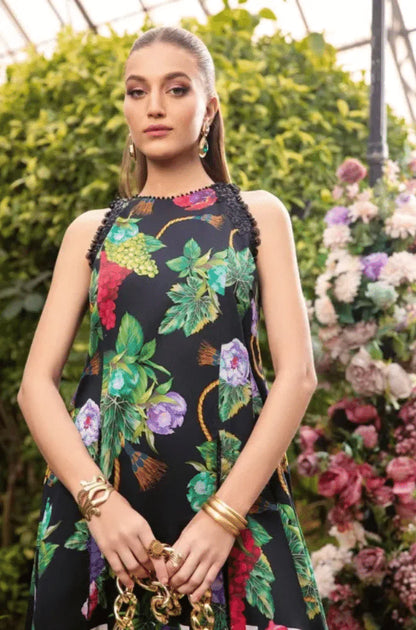 MARIA B MPRINTS  LATEST SUMMER EID COLLECTION | BLACK FRUITY | TOP PAKISTANI DRESS BY SHAEBIZ