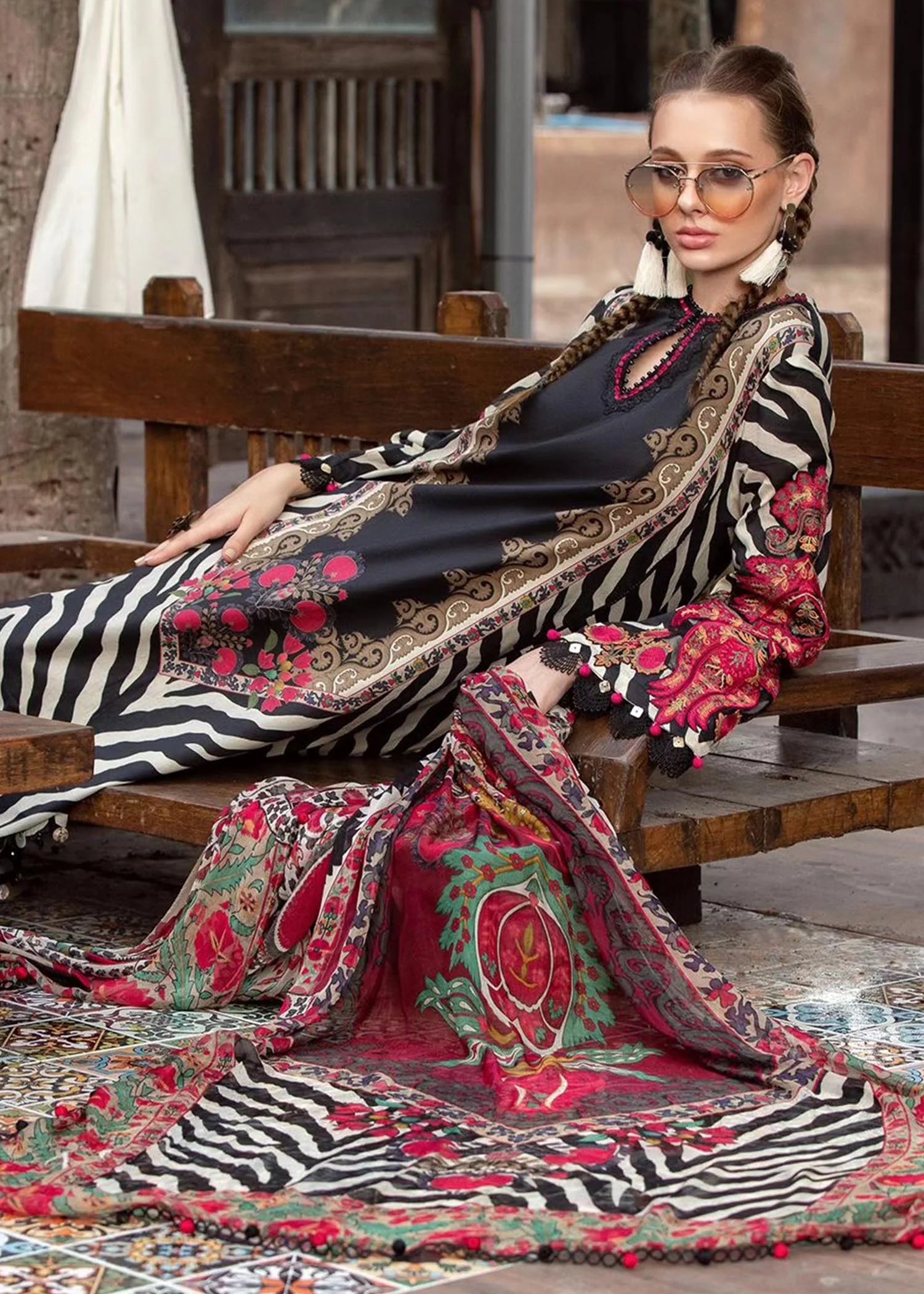 MARIA B ZEBRA PRINT | PURE LAWN UNSTITCH COLLECTION | BY SHAEBIZ