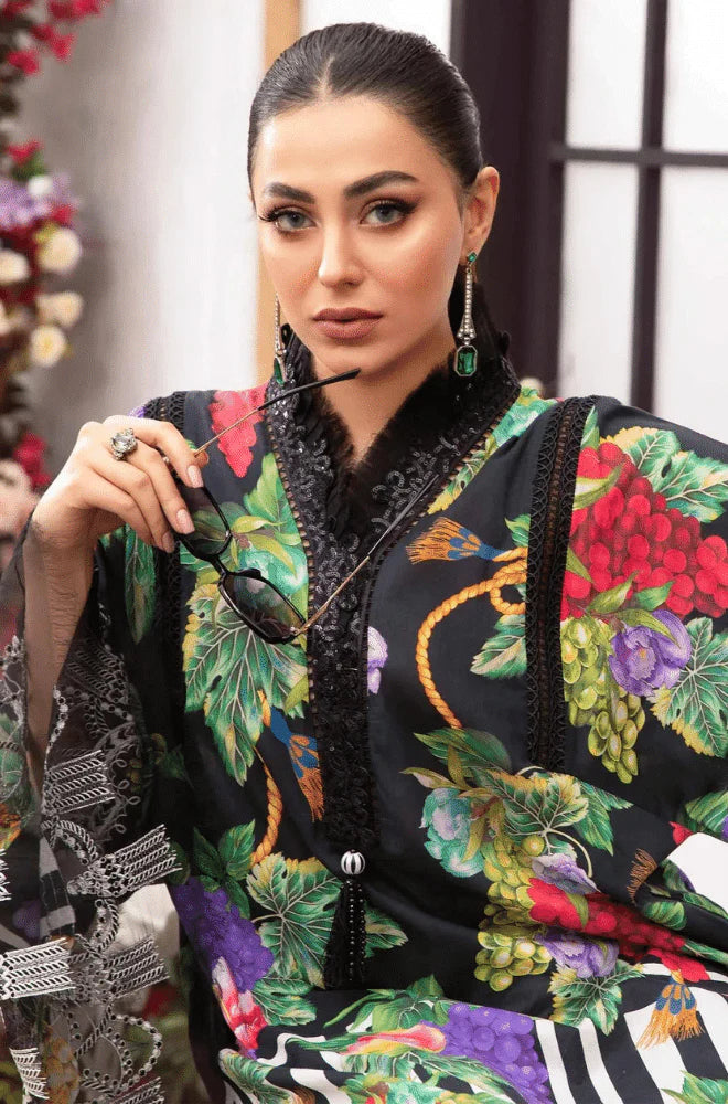 MARIA B MPRINTS  LATEST SUMMER EID COLLECTION | BLACK FRUITY | TOP PAKISTANI DRESS BY SHAEBIZ
