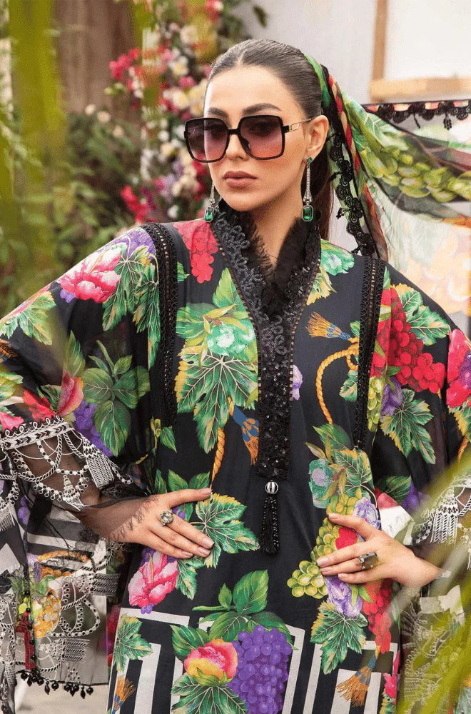 MARIA B MPRINTS  LATEST SUMMER EID COLLECTION | BLACK FRUITY | TOP PAKISTANI DRESS BY SHAEBIZ