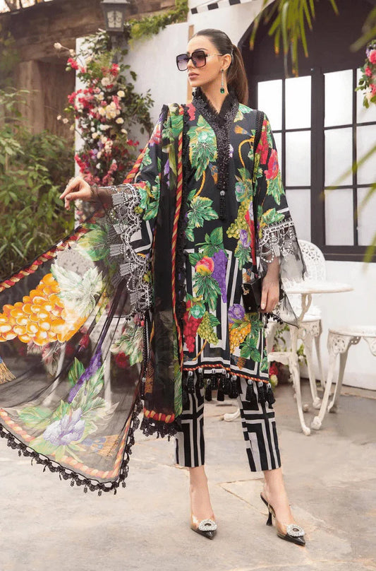 MARIA B MPRINTS  LATEST SUMMER EID COLLECTION | BLACK FRUITY | TOP PAKISTANI DRESS BY SHAEBIZ