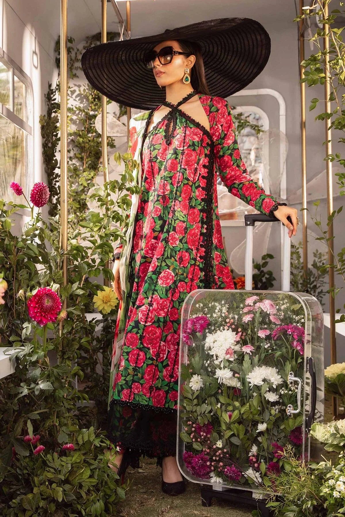 MARIA B MPRINT SUMMER LAWN COLLECTION |PINK FLOWER| TOP PAKISTANI DRESS BY SHAEBIZ