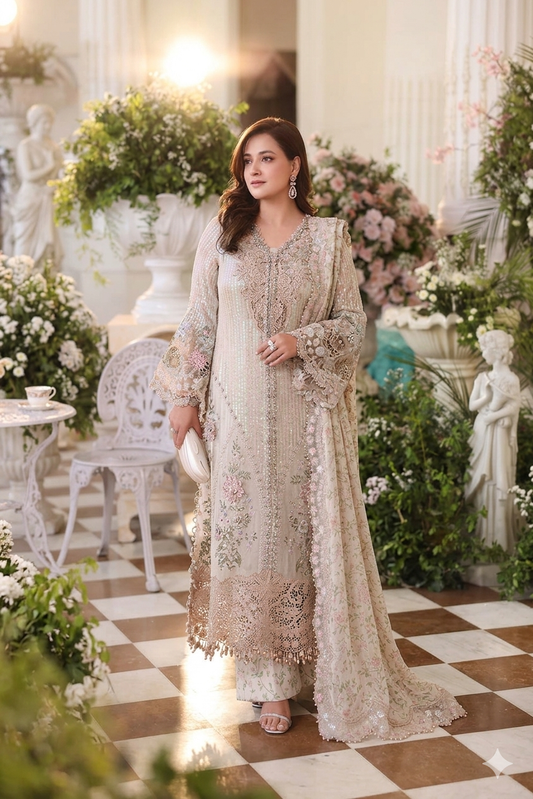 MARIA.B CHIFFON 2026 LUXURY WEDDING UNSTUTCH COLLECTION BY SHAEBIZ