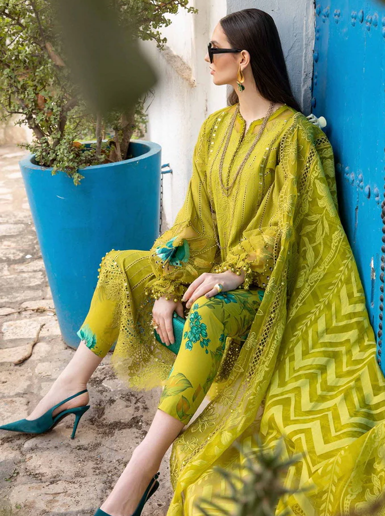 MARIA B GREEN CHICKEN KARI LAWN COLLECTION| TOP PAKISTANI DRESS BY SHAEBIZ
