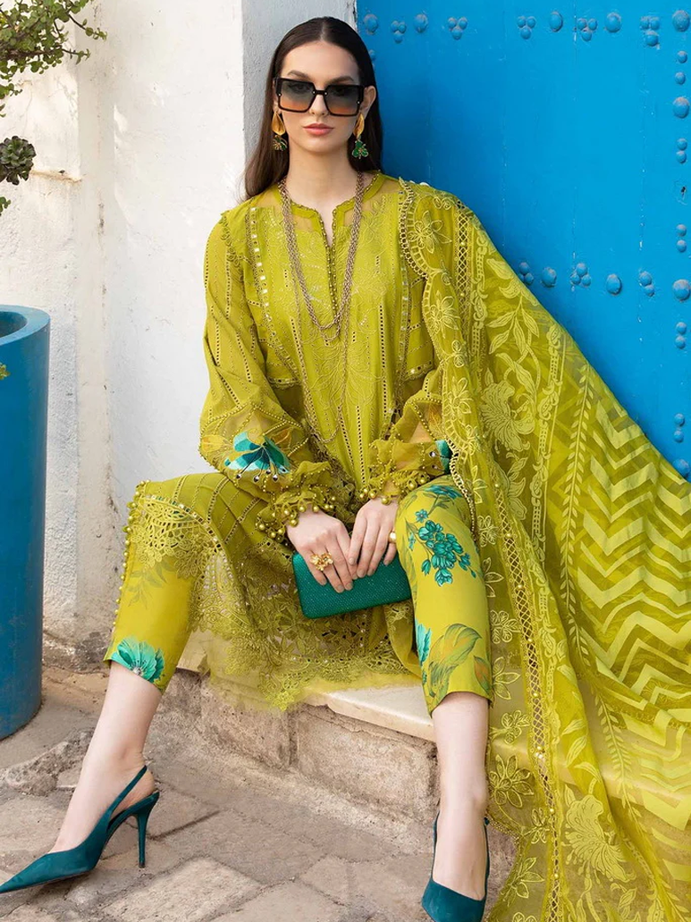 MARIA B GREEN CHICKEN KARI LAWN COLLECTION| TOP PAKISTANI DRESS BY SHAEBIZ
