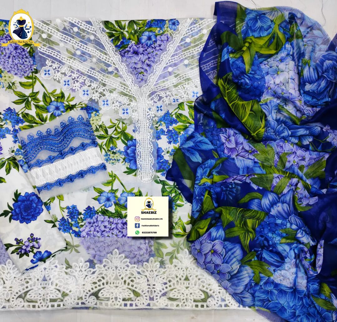 MARIA B LATEST LAWN SUMMER 2024 EID COLLECTION TOP PAKISTANI DRESS BY SHAEBIZ