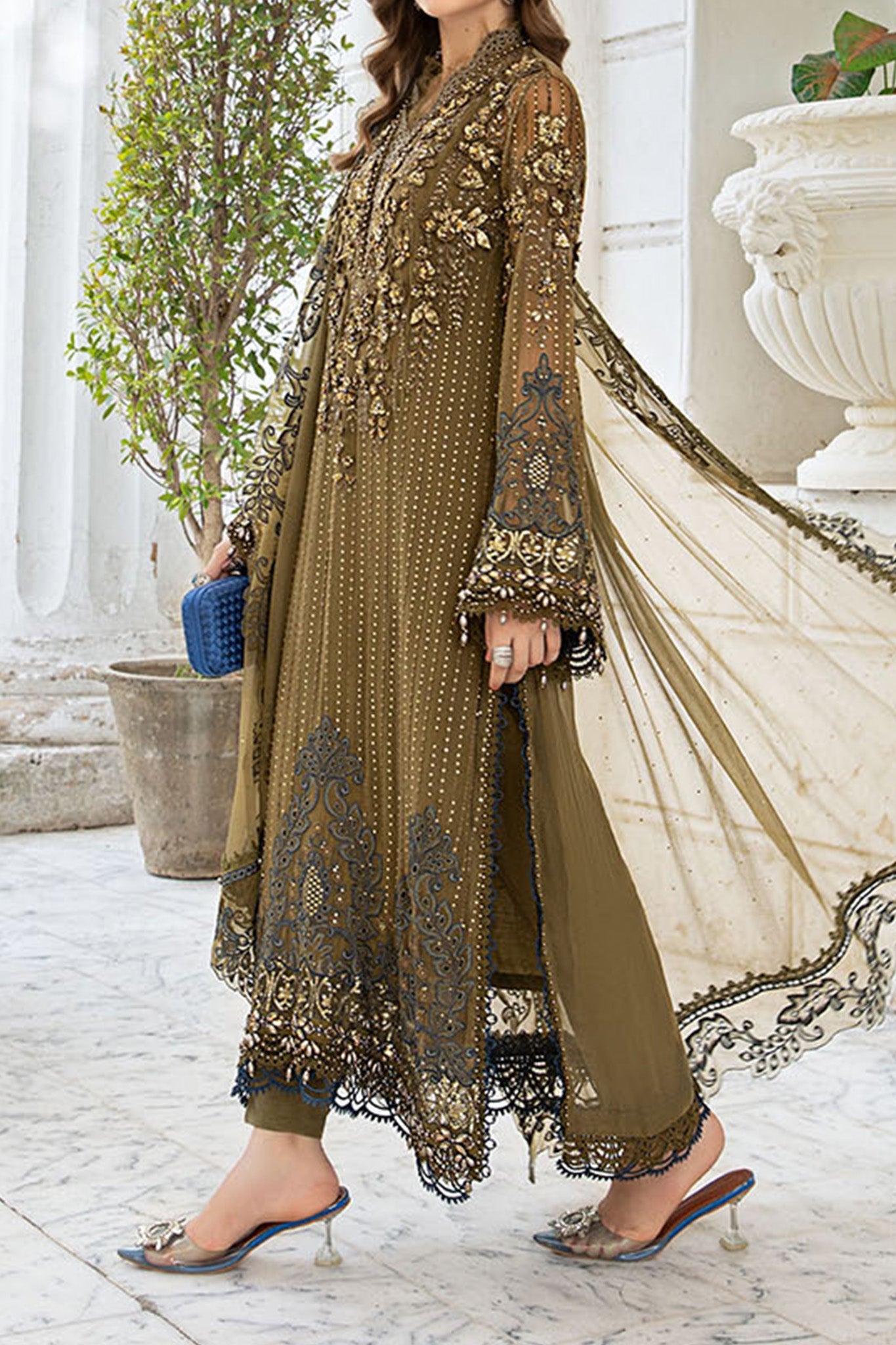 MARIA B LUXURY CHIFFON WEDDING COLLECTION| UNSTITCHED MASTER REPLICA| TOP PAKISTANI DRESS BY SHAEBIZ