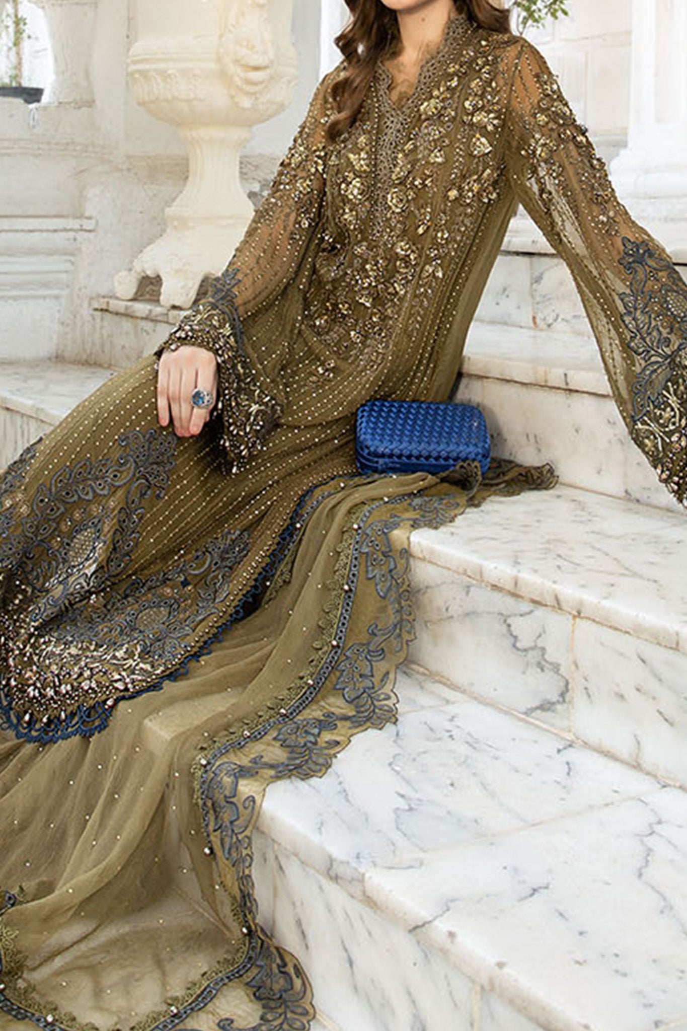 MARIA B LUXURY CHIFFON WEDDING COLLECTION| UNSTITCHED MASTER REPLICA| TOP PAKISTANI DRESS BY SHAEBIZ