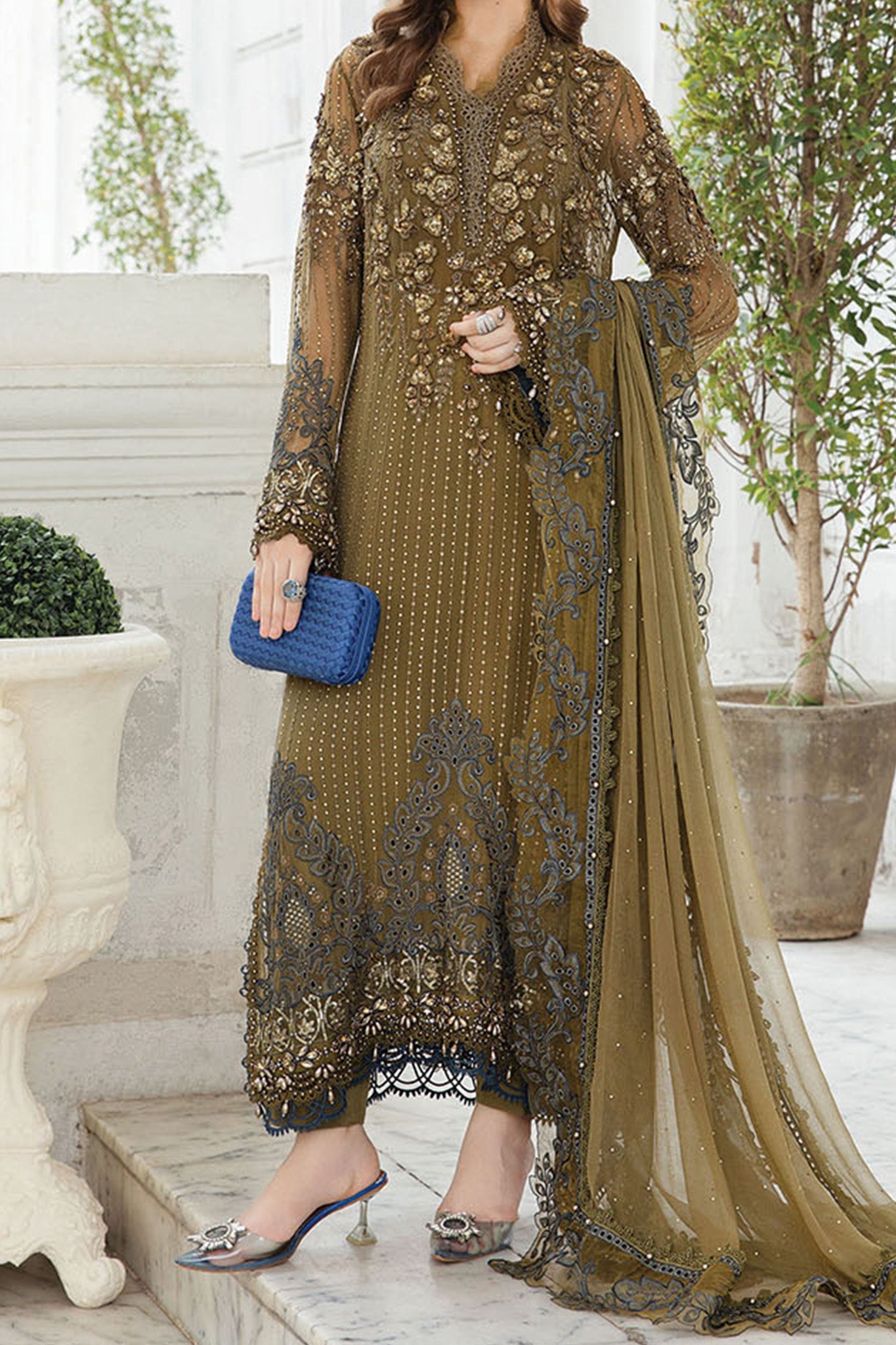 MARIA B LUXURY CHIFFON WEDDING COLLECTION| UNSTITCHED MASTER REPLICA| TOP PAKISTANI DRESS BY SHAEBIZ