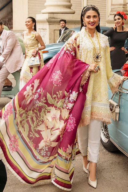 MUSHQ LAWN LEMON CHIKANKARI DRESS (ML-SL22)
