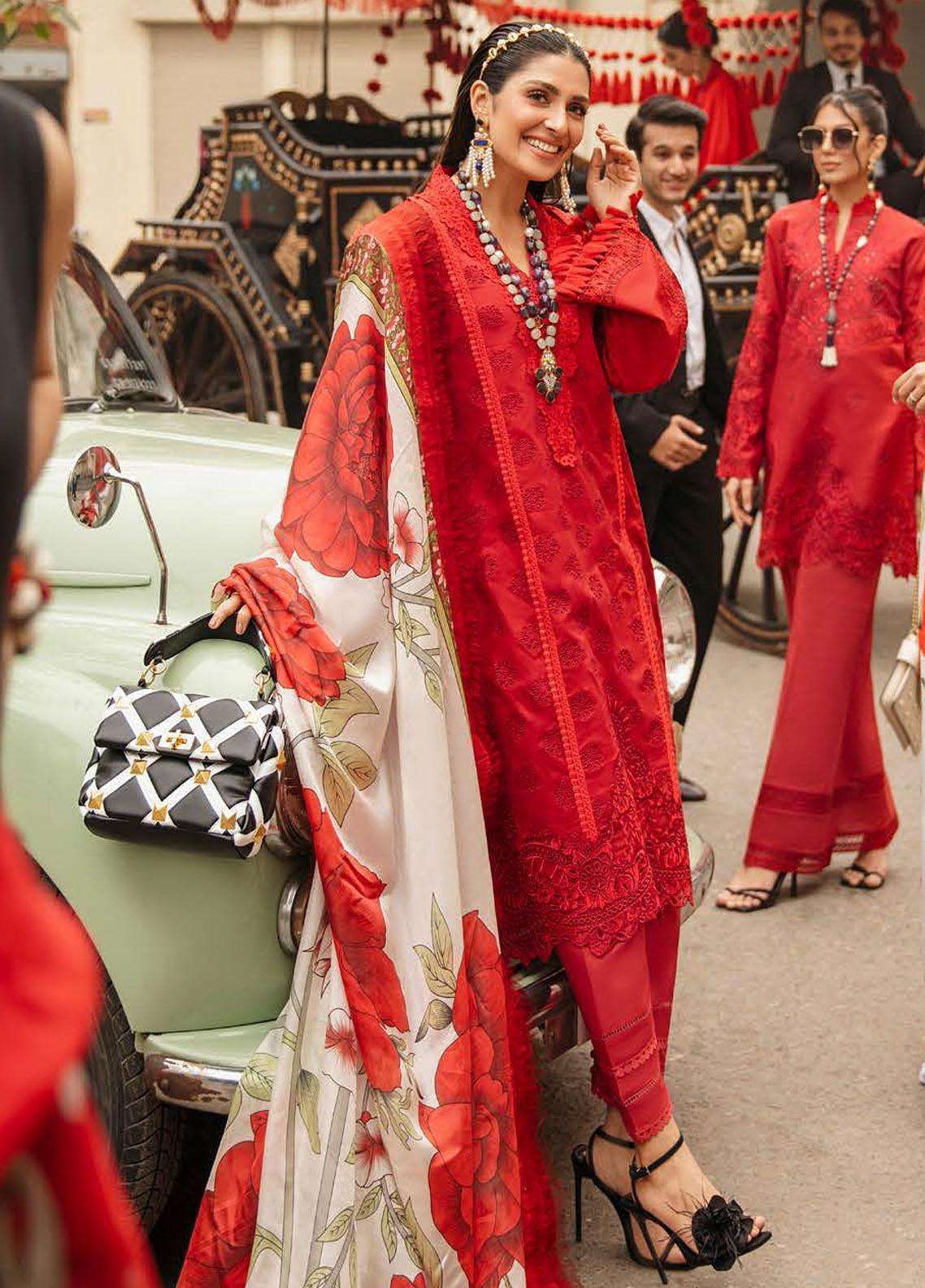 MUSHQ LAWN RED EID COLLECTION WEARING BY AYEZA KHAN