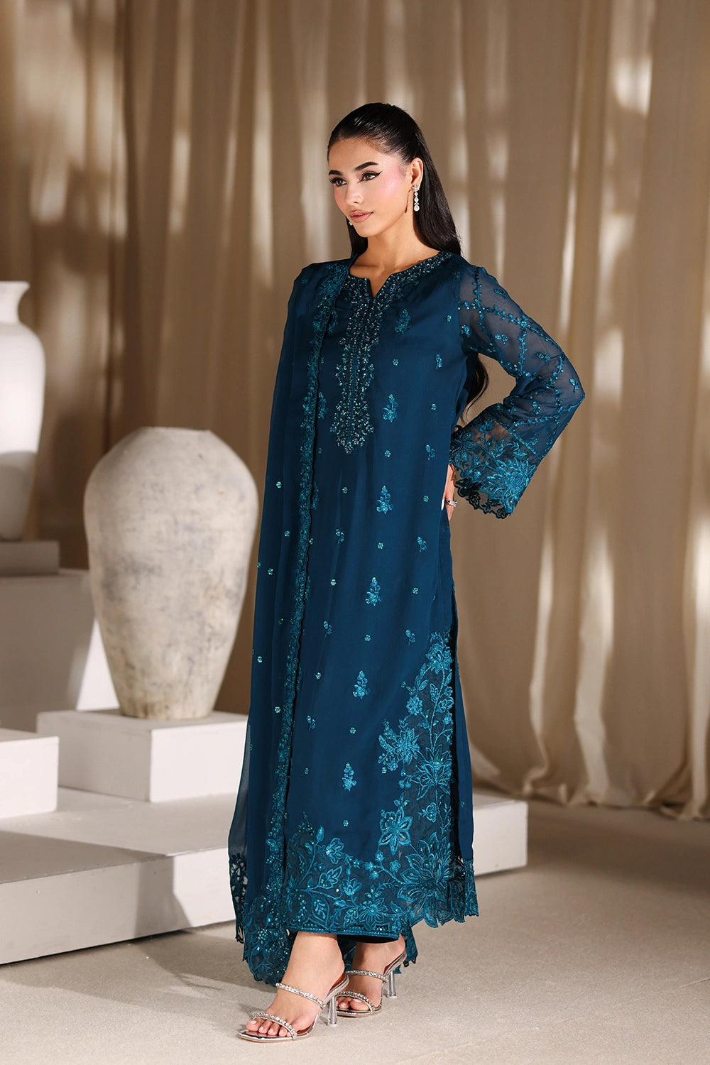 AZURE LUXURY CHIFFON COLLECTION| UNSTITCHED 3 PCS BY SHAEBIZ