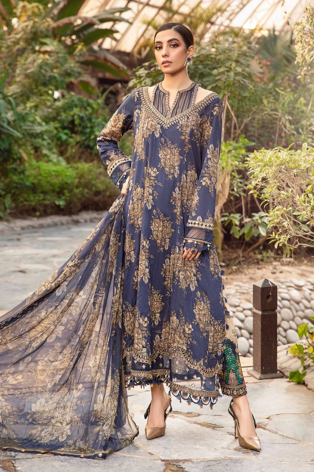 MARIA.B MPRINT BLUE PATTI SUMMER 2024 MASTER REPLICA COLLECTION| TOP PAKISTANI DRESS|BY SHAEBIZ