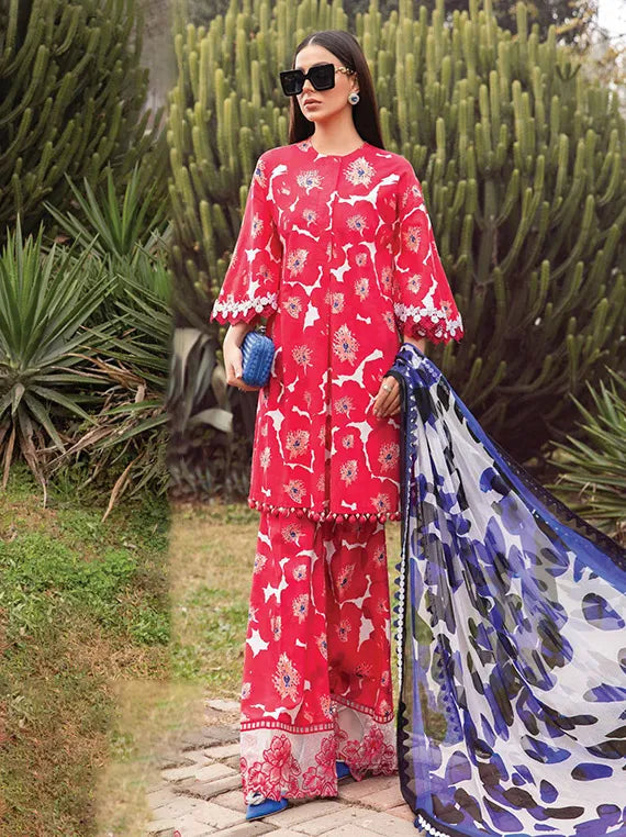 MARIA B MPRINT 2024 | PINK AND BLUE| TOP PAKISTANI DRESS BY SHAEBIZ