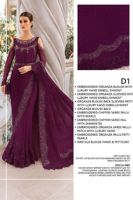 Chiffon saree 2025 collection Maria b